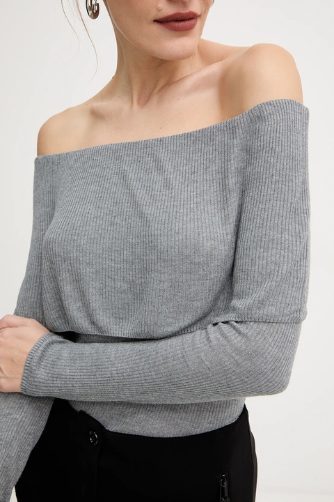 Guess longsleeve MELANIE kolor szary dekolt hiszpański W5BR48 Z0612 - zdjęcie produktu nr 2