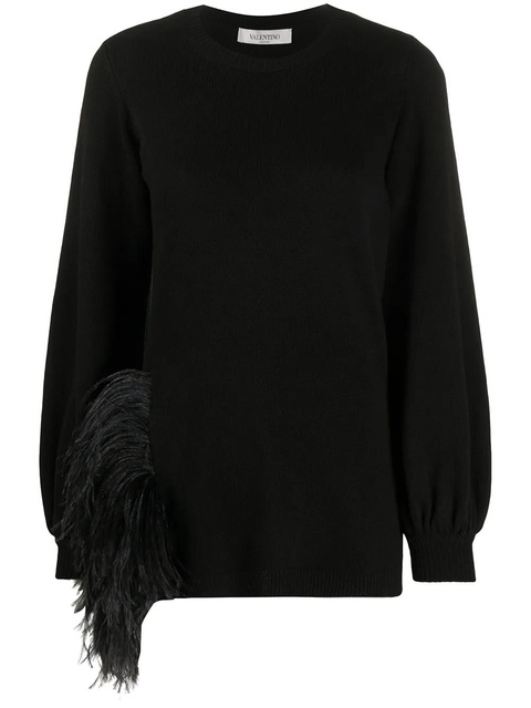 Valentino Garavani feather trim jumper - Black - zdjęcie produktu nr 1