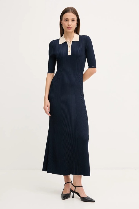 Tommy Hilfiger sukienka kolor granatowy maxi rozkloszowana WW0WW47216 - zdjęcie produktu nr 1