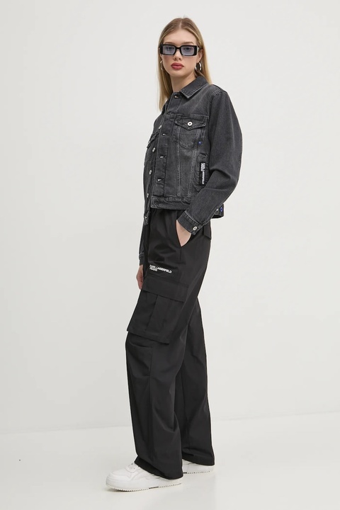 Karl Lagerfeld Jeans spodnie damskie kolor czarny proste high waist A1W10062 - zdjęcie produktu nr 1