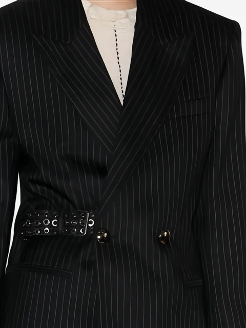 ISABEL MARANT pinstripe studded-belt jacket - Black - zdjęcie produktu nr 2