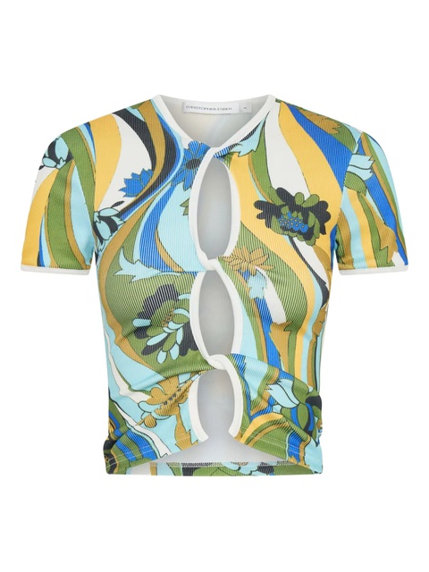 Christopher Esber Acidic Floral cropped T-shirt - Green - zdjęcie produktu nr 2