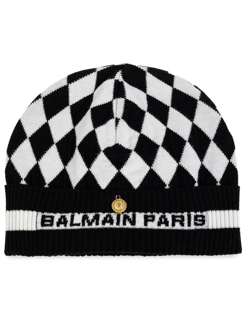 Balmain checked wool beanie - Black - zdjęcie produktu nr 1