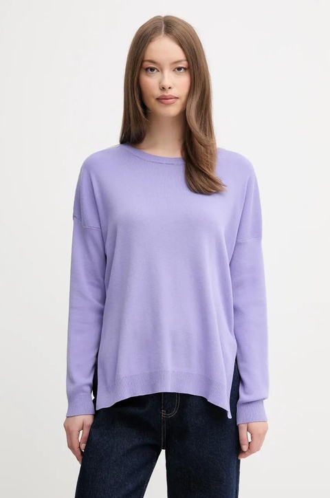 United Colors of Benetton sweter bawełniany damski kolor fioletowy lekki 1091D10D7 - zdjęcie produktu nr 1