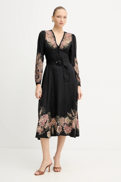Twinset sukienka kolor czarny midi rozkloszowana 252TP2043 - zdjęcie produktu nr 1