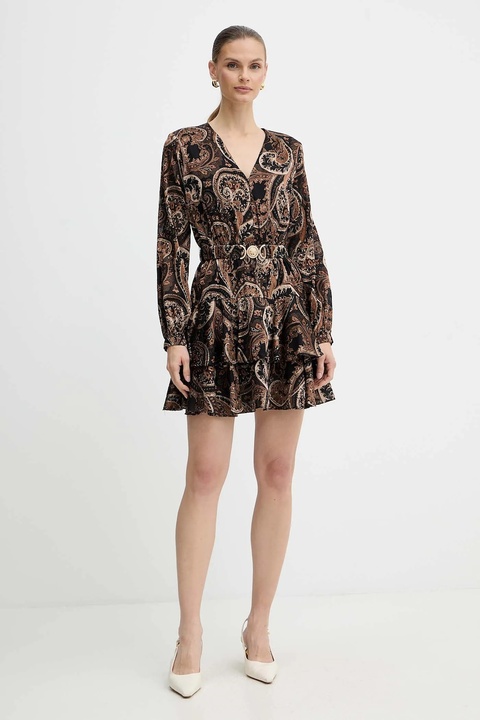 Guess sukienka CLARISSE kolor brązowy mini rozkloszowana W5BK53 W2770 - zdjęcie produktu nr 2