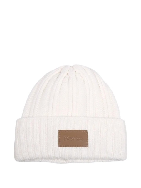 Max Mara logo-patch ribbed beanie hat - White - zdjęcie produktu nr 1