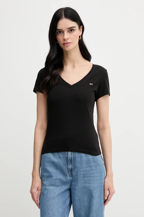 Tommy Jeans t-shirt bawełniany 2-pack damski kolor czarny DW0DW21367 - zdjęcie produktu nr 1