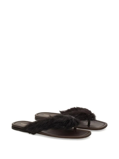 Ferragamo fur-detail thong sandals - Brown - zdjęcie produktu nr 1