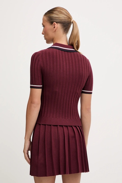 Guess polo z dodatkiem wełny SABINA damski kolor bordowy V5BP04 Z1152 - zdjęcie produktu nr 2