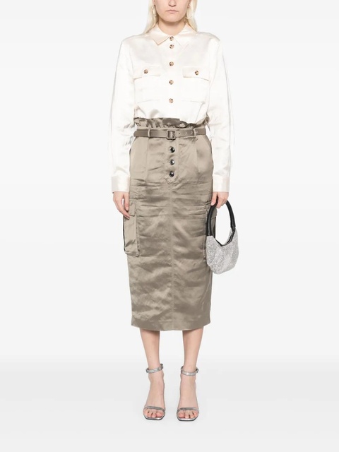 Self-Portrait satin cargo midi skirt - Neutrals - zdjęcie produktu nr 2