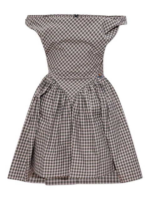 Vivienne Westwood off-shoulder checked dress - Black - zdjęcie produktu nr 1