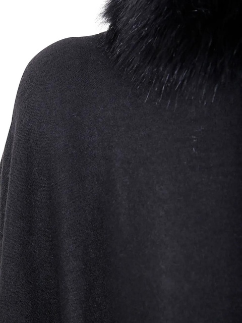 Lauren Ralph Lauren faux-fur trim cape coat - Black - zdjęcie produktu nr 2