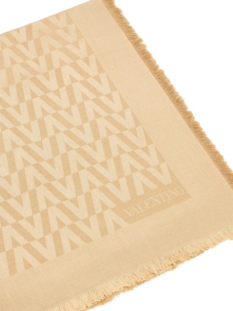 Valentino Garavani logo fringed scarf - Neutrals - zdjęcie produktu nr 2