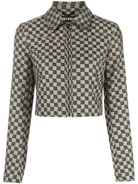 MISBHV cropped monogram-jacquard jacket - Neutrals - zdjęcie produktu nr 1