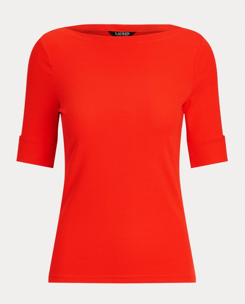 LAUREN BY RALPH LAUREN - Czerwona bluzka z bawełny Judy - zdjęcie produktu nr 2