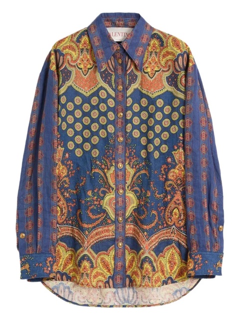 Valentino Garavani Medaglioni Voyage Imaginaire linen shirt - Blue - zdjęcie produktu nr 1