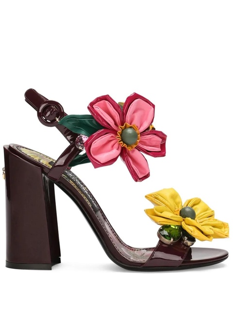Dolce & Gabbana floral-appliqué ankle-strap sandals - Red - zdjęcie produktu nr 1