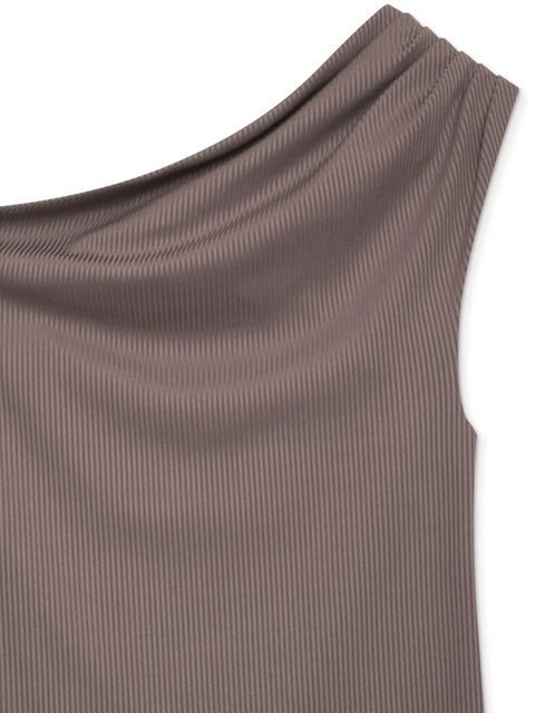 ANINE BING Camila one-shoulder ribbed top - Brown - zdjęcie produktu nr 2