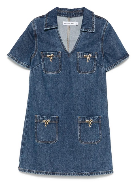Self-Portrait denim mini dress - Blue - zdjęcie produktu nr 1