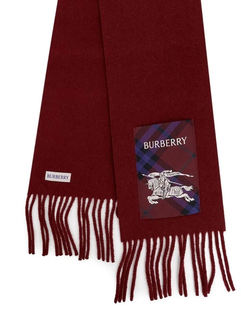 Burberry fringed logo-patch scarf - Red - zdjęcie produktu nr 2