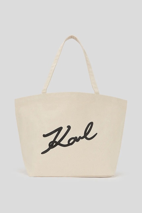 Karl Lagerfeld torebka bawełniana kolor beżowy A3W50108 - zdjęcie produktu nr 1