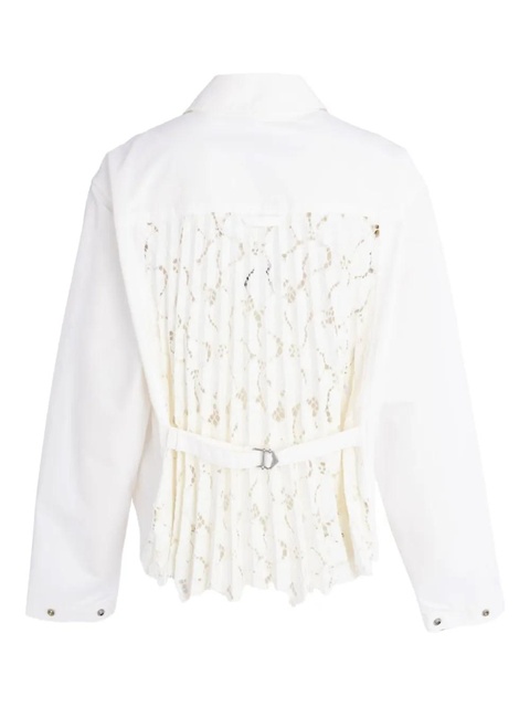 Simkhai zip-front lace-insert jacket - White - zdjęcie produktu nr 2