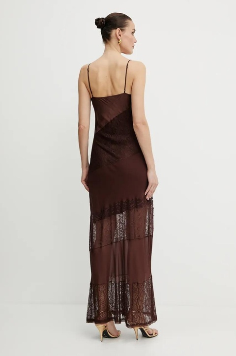 Pinko sukienka kolor brązowy maxi prosta 104752 A2DG - zdjęcie produktu nr 2