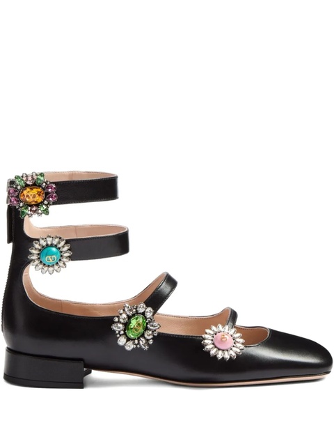 Valentino Garavani 20mm Preshoes jewelled ballerina shoes - Black - zdjęcie produktu nr 1