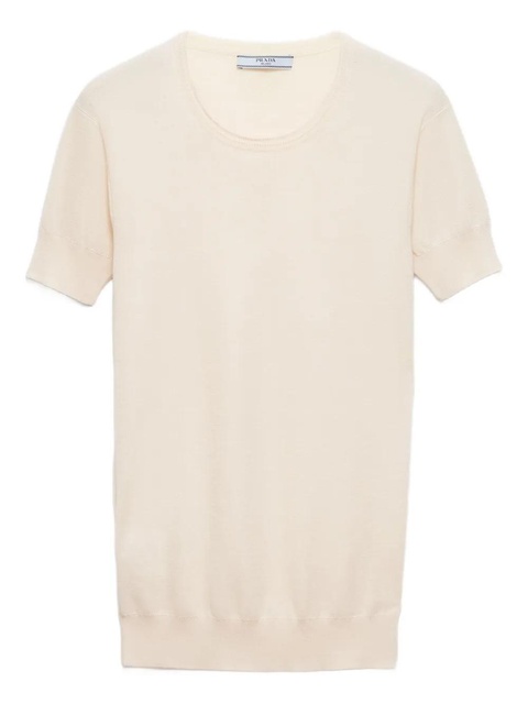 Prada triangle-logo short-sleeve sweater - Neutrals - zdjęcie produktu nr 1