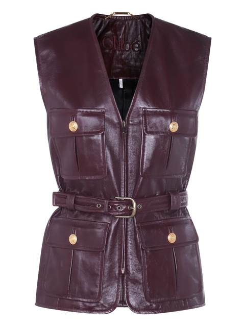 Chloé belted leather pocket vest - Purple - zdjęcie produktu nr 1