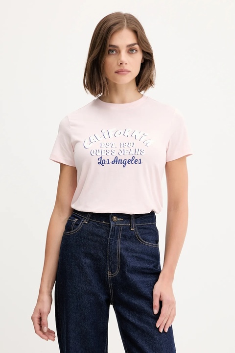 Guess Jeans t-shirt damski kolor różowy W5YI23 J1314 - zdjęcie produktu nr 1