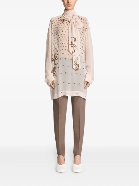 DRIES VAN NOTEN embellished tie-neck blouse - Pink - zdjęcie produktu nr 1