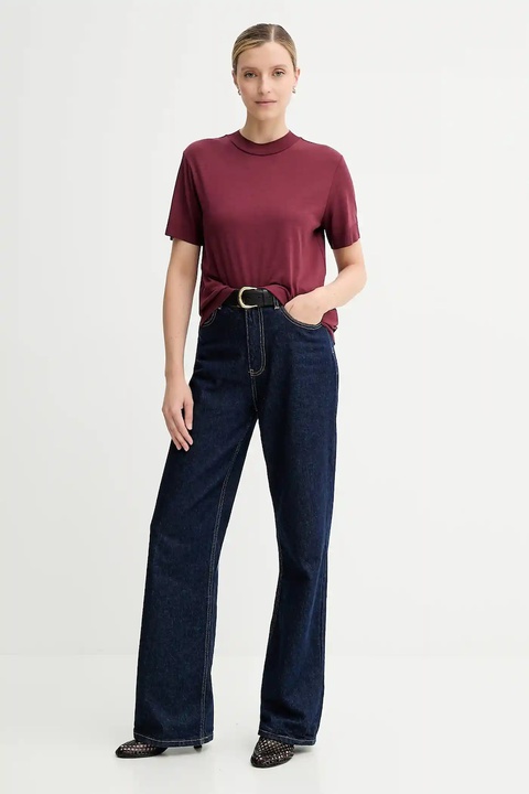 Calvin Klein t-shirt damski kolor bordowy LV044B206G - zdjęcie produktu nr 2
