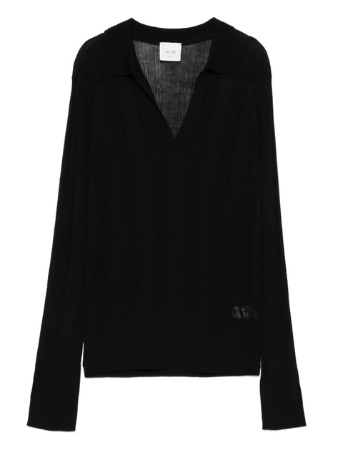 Alysi ribbed V-neck sweater - Black - zdjęcie produktu nr 1