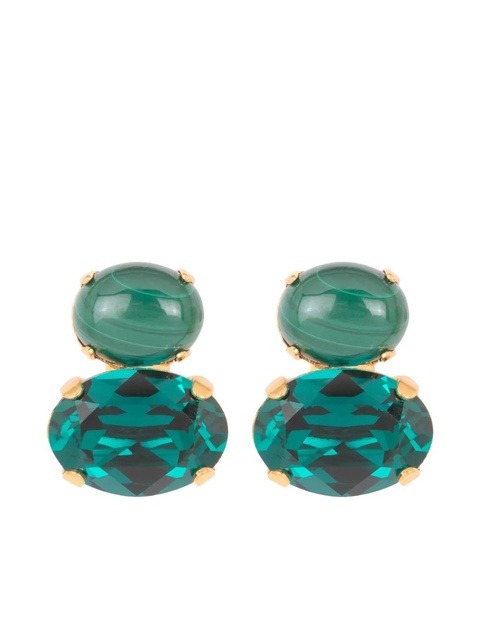 Jennifer Behr Yvette oval-crystal earrings - Grey - zdjęcie produktu nr 2