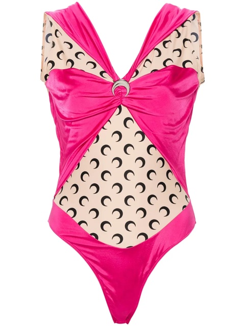Marine Serre logo-plaque panelled bodysuit - Pink - zdjęcie produktu nr 1