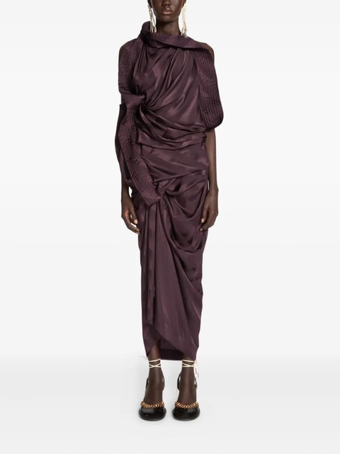 DRIES VAN NOTEN draped-design silk maxi dress - Purple - zdjęcie produktu nr 2