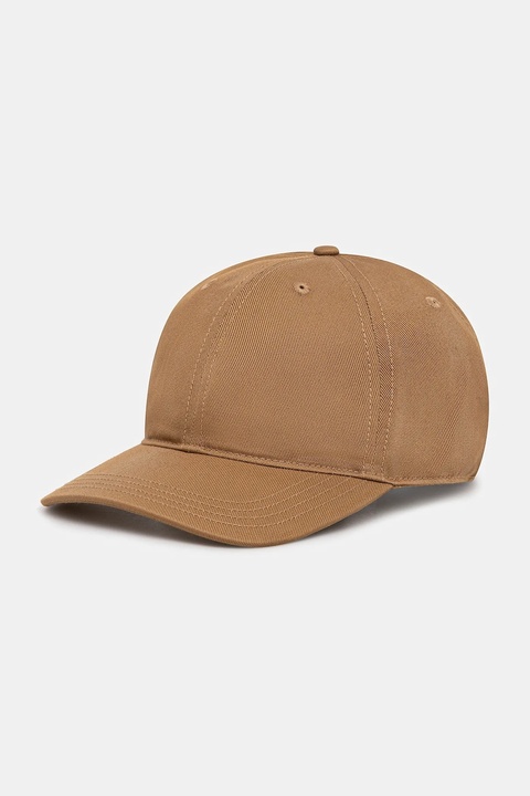 Lacoste czapka z daszkiem bawełniana kolor brązowy gładka RK0440 - zdjęcie produktu nr 1
