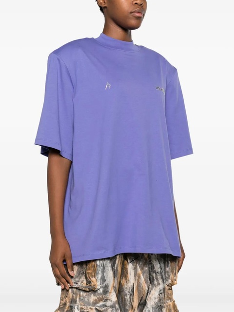 The Attico Kilie shoulder-pads cotton T-shirt - Purple - zdjęcie produktu nr 2