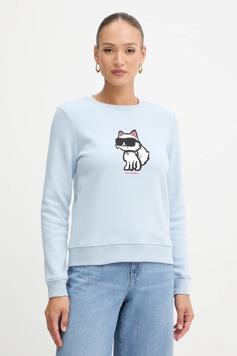 Karl Lagerfeld bluza damska kolor niebieski z nadrukiem A4W20043 - zdjęcie produktu nr 1