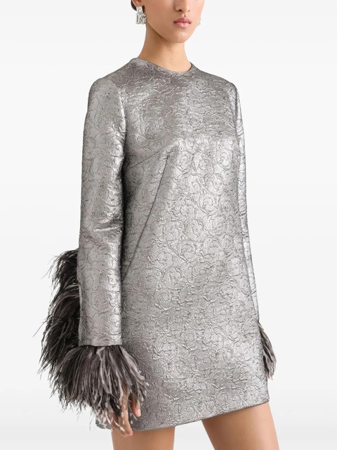 Dolce & Gabbana feather-trim mini dress - Silver - zdjęcie produktu nr 2