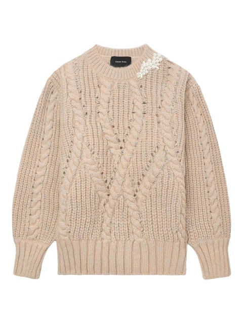 Simone Rocha pearl-embellished cable-knit sweater - ROSE/PEARL ROSE/PEARL - zdjęcie produktu nr 1