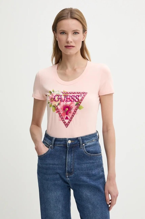 Guess t-shirt damski kolor pomarańczowy W5GI10 J1314 - zdjęcie produktu nr 1