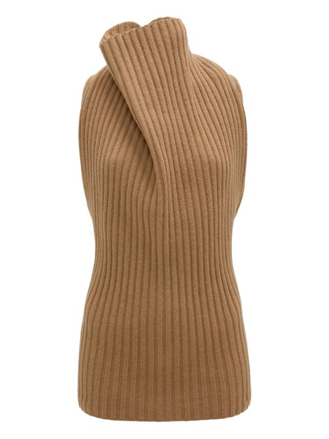 Victoria Beckham draped ribbed top - Neutrals - zdjęcie produktu nr 1