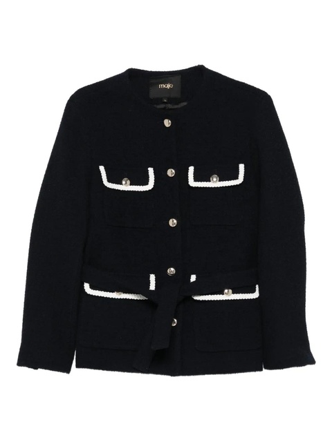 Maje belted tweed jacket - Blue - zdjęcie produktu nr 1