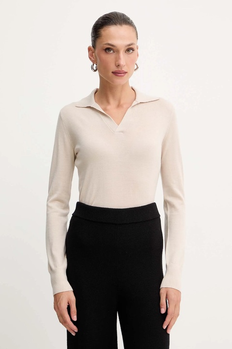 Weekend Max Mara sweter wełniany CAPPA damski kolor beżowy lekki 2525366052600 - zdjęcie produktu nr 1