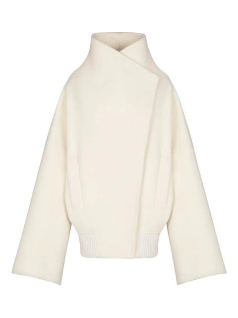 Balmain high-neck wide-sleeve coat - White - zdjęcie produktu nr 1