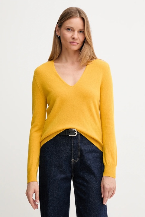 United Colors of Benetton sweter wełniany damski kolor żółty lekki 1002D401Y - zdjęcie produktu nr 1