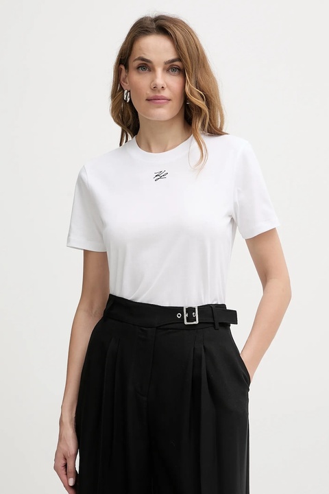 Karl Lagerfeld t-shirt bawełniany KL ESSENTIAL damski kolor biały B1W17091 - zdjęcie produktu nr 1